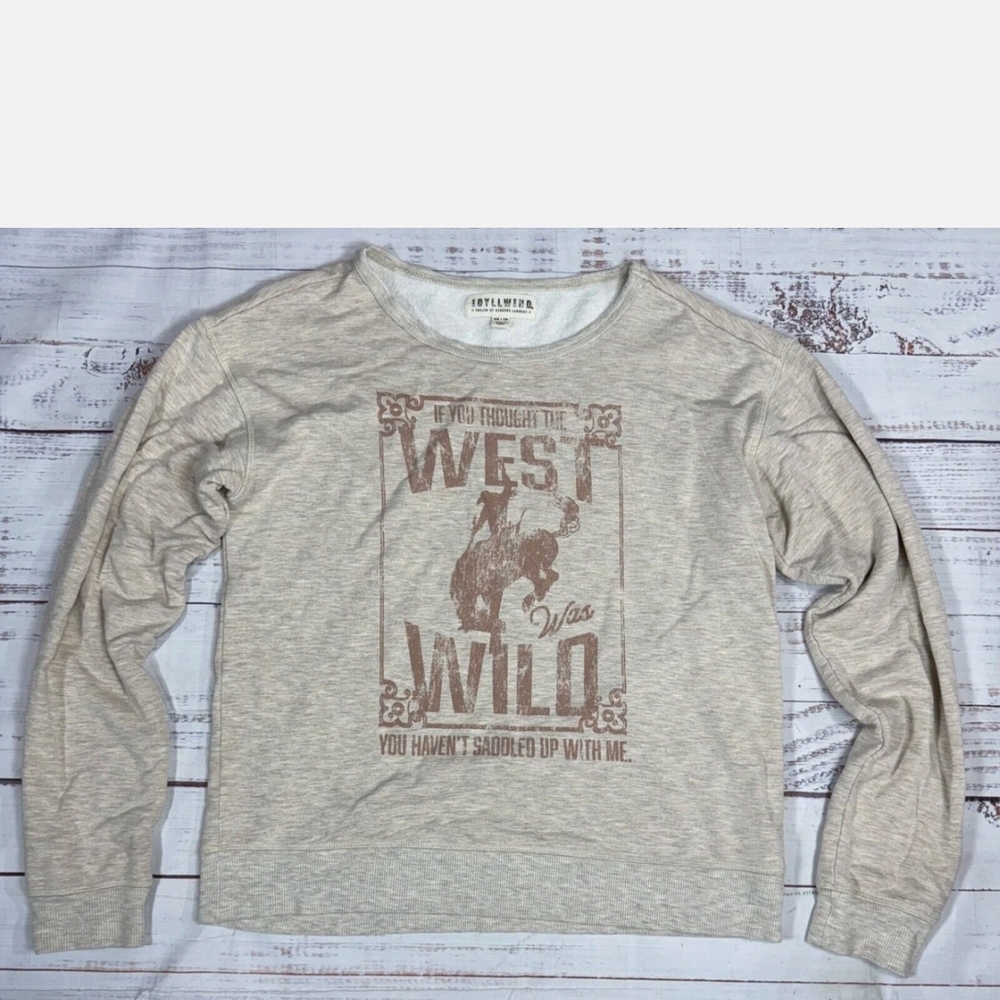 Idylwild Womens Beige Graphic Long Sleeve